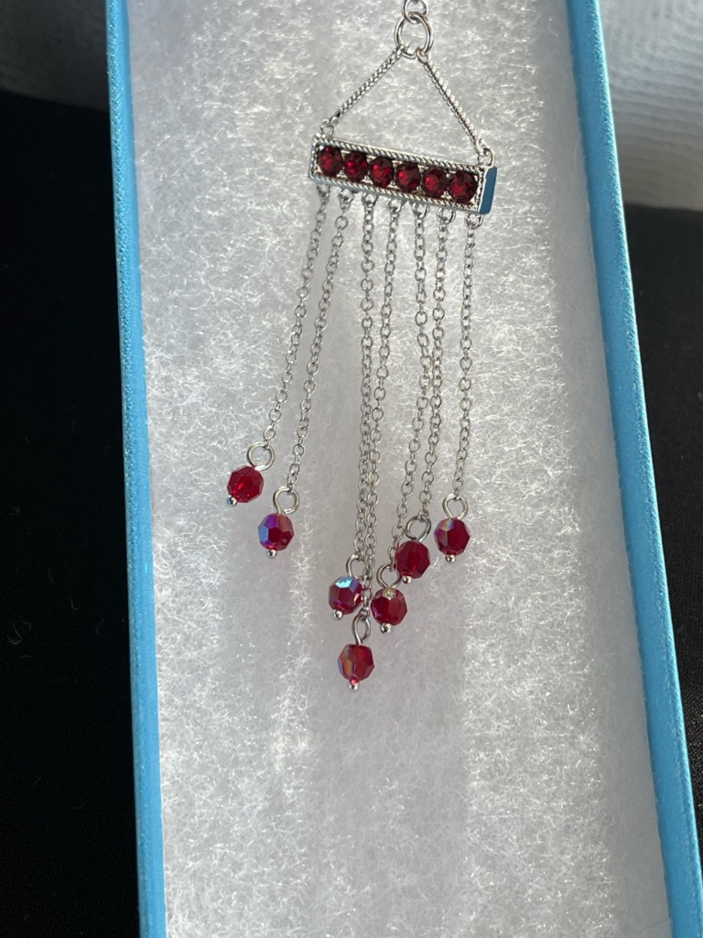 Touchstone Crystal $119 RT Value Red Siam Fringe Benefits Pendant Necklace - Picture 13 of 16